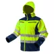 Láthatósági softshell munkavédelmi kabát, kapucnival, sárga, M