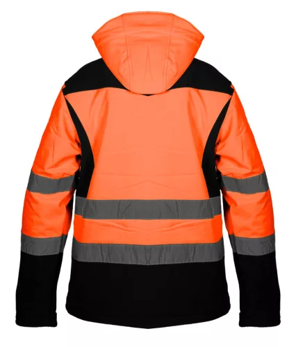 Láthatósági softshell munkavédelmi kabát, kapucnival, narancssárga, L