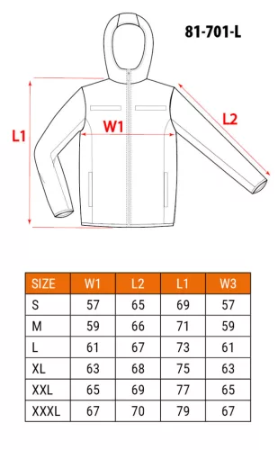 Láthatósági softshell munkavédelmi kabát, kapucnival, narancssárga, L