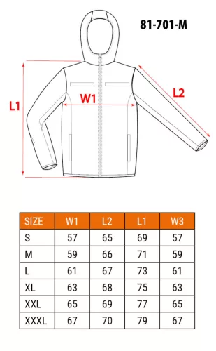 Láthatósági softshell munkavédelmi kabát, kapucnival, narancssárga, M
