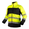 Láthatósági munkavédelmi kabát, softshell, neonsárga-fekete, S