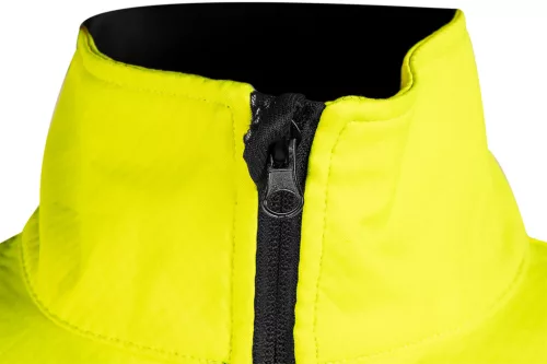 Láthatósági munkavédelmi kabát, softshell, neonsárga-fekete, XXXL