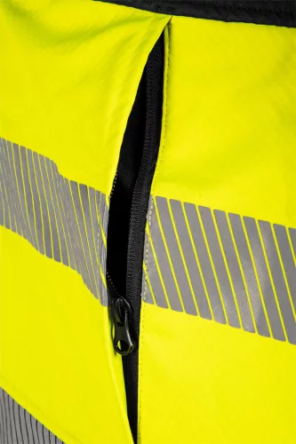 Láthatósági munkavédelmi kabát, softshell, neonsárga-fekete, XXXL