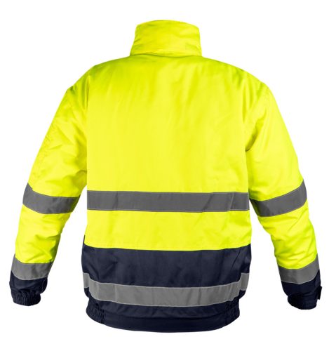 Láthatósági munkavédelmi kabát, Szigetelt, sárga, 3az1-ben, M