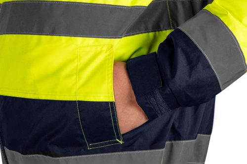 Láthatósági munkavédelmi kabát, Szigetelt, sárga, 3az1-ben, M