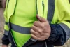 Láthatósági munkavédelmi póló, sárga, sötét alsó résszel, L