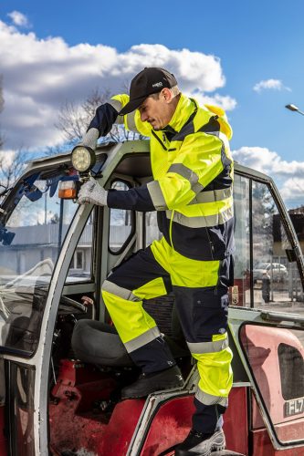 Láthatósági softshell munkásnadrág, citromsárga, XL