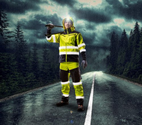 Láthatósági softshell munkásnadrág, citromsárga, XL