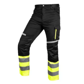   Láthatósági munkásnadrág Mix&Match, 1. oszt., 240g/m2, külső zsebek, profilozott térdbetét, fek.-sárga, L