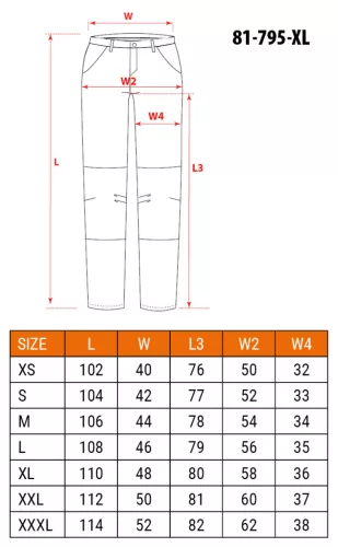 Láthatósági munkásnadrág Mix&Match, 1. oszt., 240g/m2, külső zsebek, profilozott térdbetét, fek.-sárga, XL