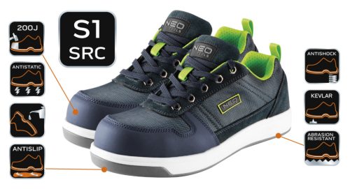 Munkavédelmi cipő, S1 SRC, fémmentes, kompozit lábujjvédő, 41
