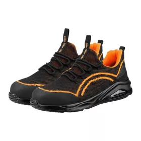   Munkavédelmi cipő, S1 SR, fekete-narancs, NEO AIR, acélbetéttel, légpárnás talp, fényvisszaverő elemekkel, 47