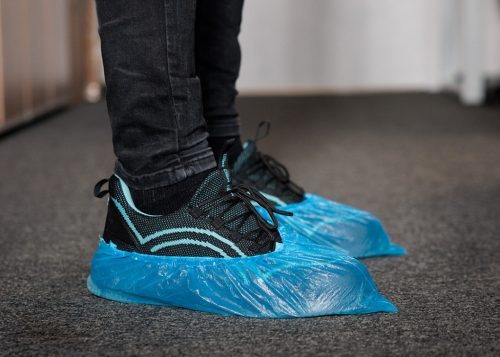 Cipővédő, lábzsák, cpe anyag, gumírozott szegély, 100db