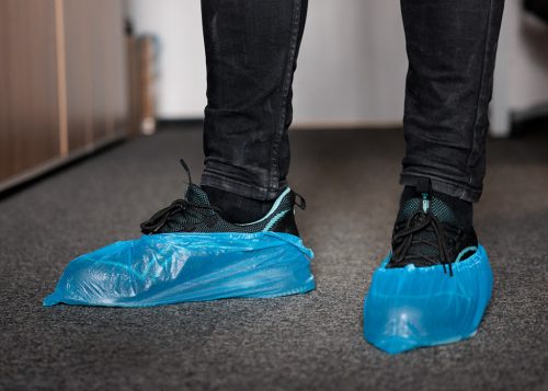 Cipővédő, lábzsák, cpe anyag, gumírozott szegély, 100db