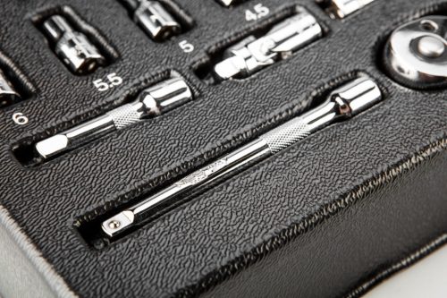 Dugókulcskészlet 1/4", 4-14mm, műhelykocsitálcával, 19db