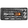 Dugókulcskészlet 1/2", 10-26mm, műhelykocsitálcával, 27db
