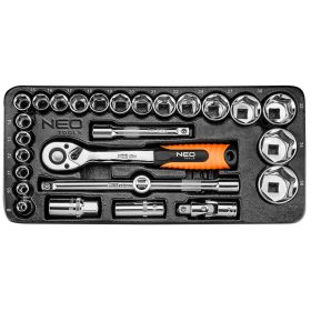   Dugókulcskészlet 1/2", 10-26mm, műhelykocsitálcával, 27db