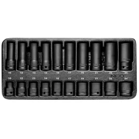   Gépi dugókulcskészlet 1/2", 20db, 10-24mm, műhelykocsitálcával