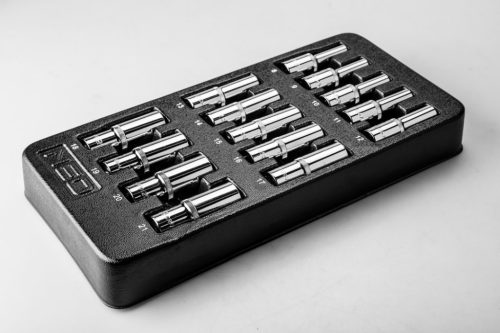 Dugókulcskészlet 1/2”, hosszú, 8-21mm, műhelykocsitálcával, 14db