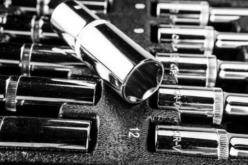 Dugókulcskészlet 1/2”, hosszú, 8-21mm, műhelykocsitálcával, 14db