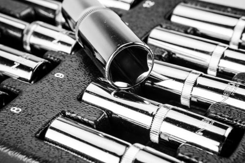 Dugókulcskészlet 1/2”, hosszú, 8-21mm, műhelykocsitálcával, 14db