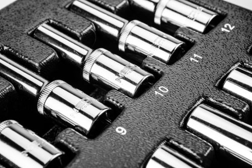 Dugókulcskészlet 1/2”, hosszú, 8-21mm, műhelykocsitálcával, 14db