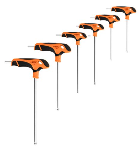 Imbuszkulcs készlet „T” markolattal 6db, műhelykocsitálcával