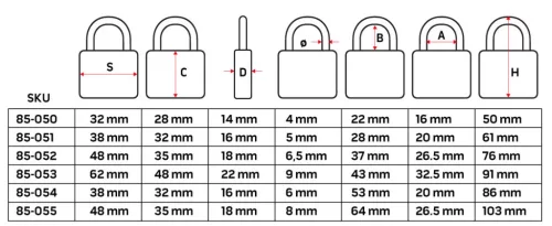 Lakat 50mm réz-acél, időjárásálló, 3 kulccsal