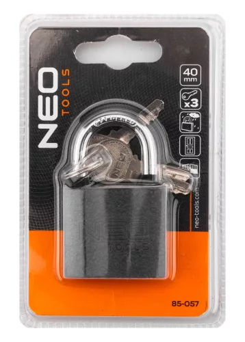 Lakat 40mm, festett öntvény-acél, időjárásálló, 3 kulccsal
