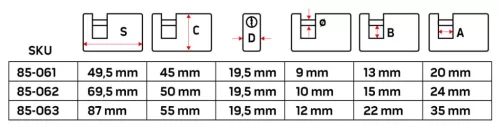 Lakat 50mm oldalcsapos, rézöntvény-acél, időjárásálló, 3 kulccsal