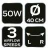 Álló ventilátor 50W, átmérő 40cm, 3 sebességfokozat, forgó, 2az1-ben, állitható magasság