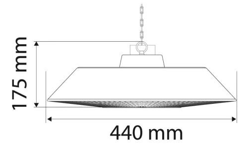 Halogén, infravörös mennyezeti hősugárzó 1500W, alumínium, IP44, kül és beltéri