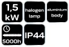 Halogén, infravörös mennyezeti hősugárzó 1500W, alumínium, IP44, kül és beltéri