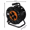 Kábeldob, hosszabbító, 20m/3x1.5mm2 réz kábel, 230V, IP20, hőkioldó, műanyag dob, fém keret 