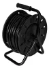 Kábeldob, hosszabbító, 40m/3x1.5mm2 réz kábel, 230V, IP20, hőkioldó, műanyag dob, fém keret 