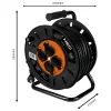 Kábeldob, hosszabbító, 40m/3x1.5mm2 réz kábel, 230V, IP20, hőkioldó, műanyag dob, fém keret 