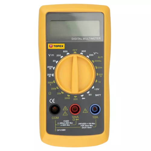 Multiméter digitális, AC V, DC A, DC V, ellenállás, dióda, akku mérő 1.5V, 9V