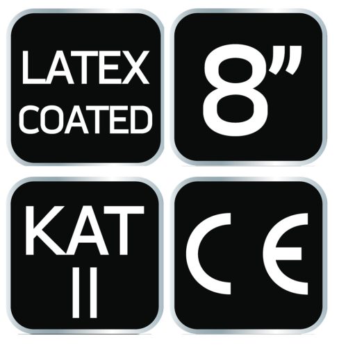 Munkakesztyű latex bevonatú pamut poliészterrel, 2143x, 8", min. rendelés: 5pár