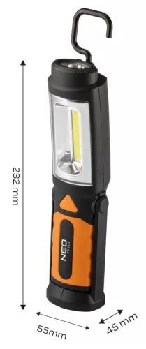 Műhelylámpa, elemes 3xAA, 300 lum COOB LED, 2az1-ben