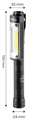 Műhely-vizsgálólámpa, elemes 3xAA, 4W, 400lum COB LED