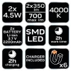 Akkus 2az1-ben szétszedhető műhely-vizsgálólámpa, tölthető, 2x350 lum, SMD LED
