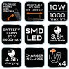 Akkus műhely-vizsgálólámpa motortérbe, tölthető, SMD LED, 1000lum, 10W