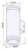 Kültéri dupla falilámpa, 2x35W, 105x76x210mm, rozsdamentes acél