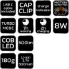 Fejlámpa kínálódobozban, tölthető, mozgásérzékelős, 500lum fényerő, COB LED, rendelési egység: 12db