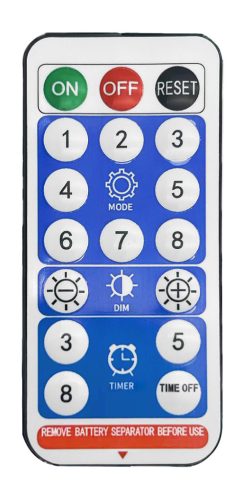 Kerti fényfűzér, napelemes, 6.5m, 10db LED, távirányító