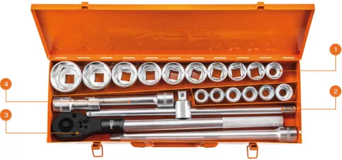 Dugókulcskészlet 3/4", 21db 
